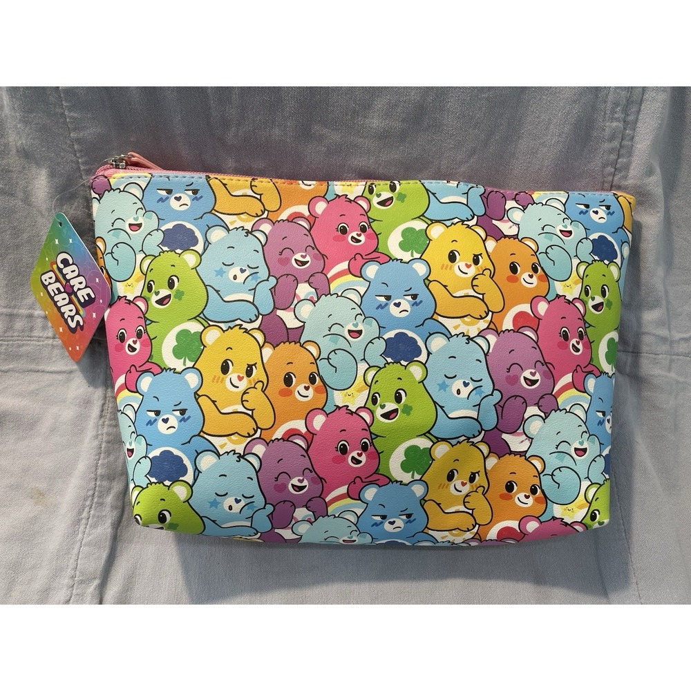 NEW Adorable Care Bears Multicolor Travel Pouch Featuring All the Bears